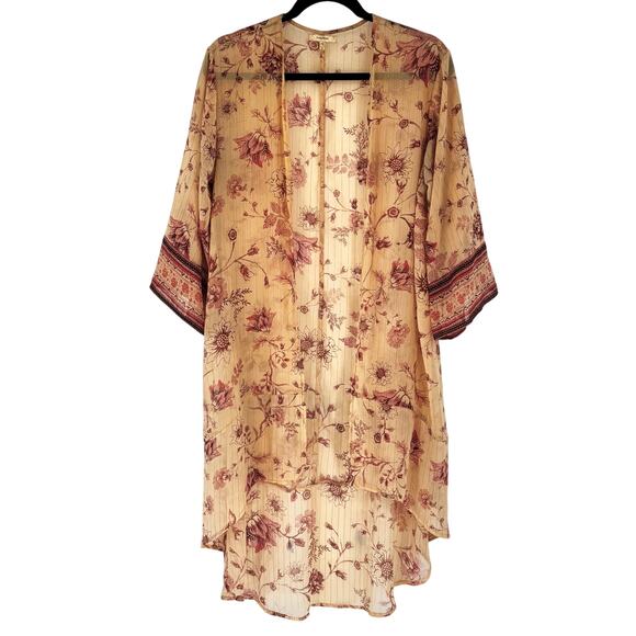 Maurices Cream and Blush Pink Open Front Kimono Cardigan Size S - Picture 2 of 6